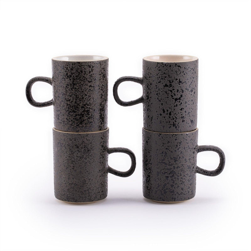 Studio Dinnerware Japanese-style Tall 18-ounce Assorted Coffee Mugs (Set of  4) Black/White